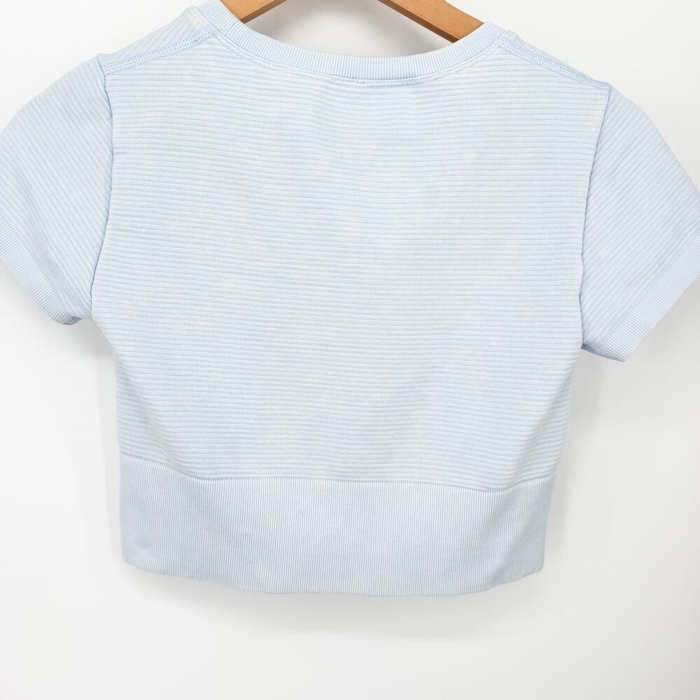 OFFLINE by Aerie Blue Ribbed Cropped Tee Soft Lounge Top Baby Blue Small - Picture 6 of 8